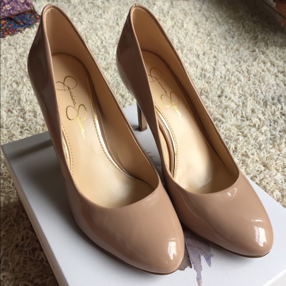 Jessica Simpson Patent Leather Nude Pumps Heels